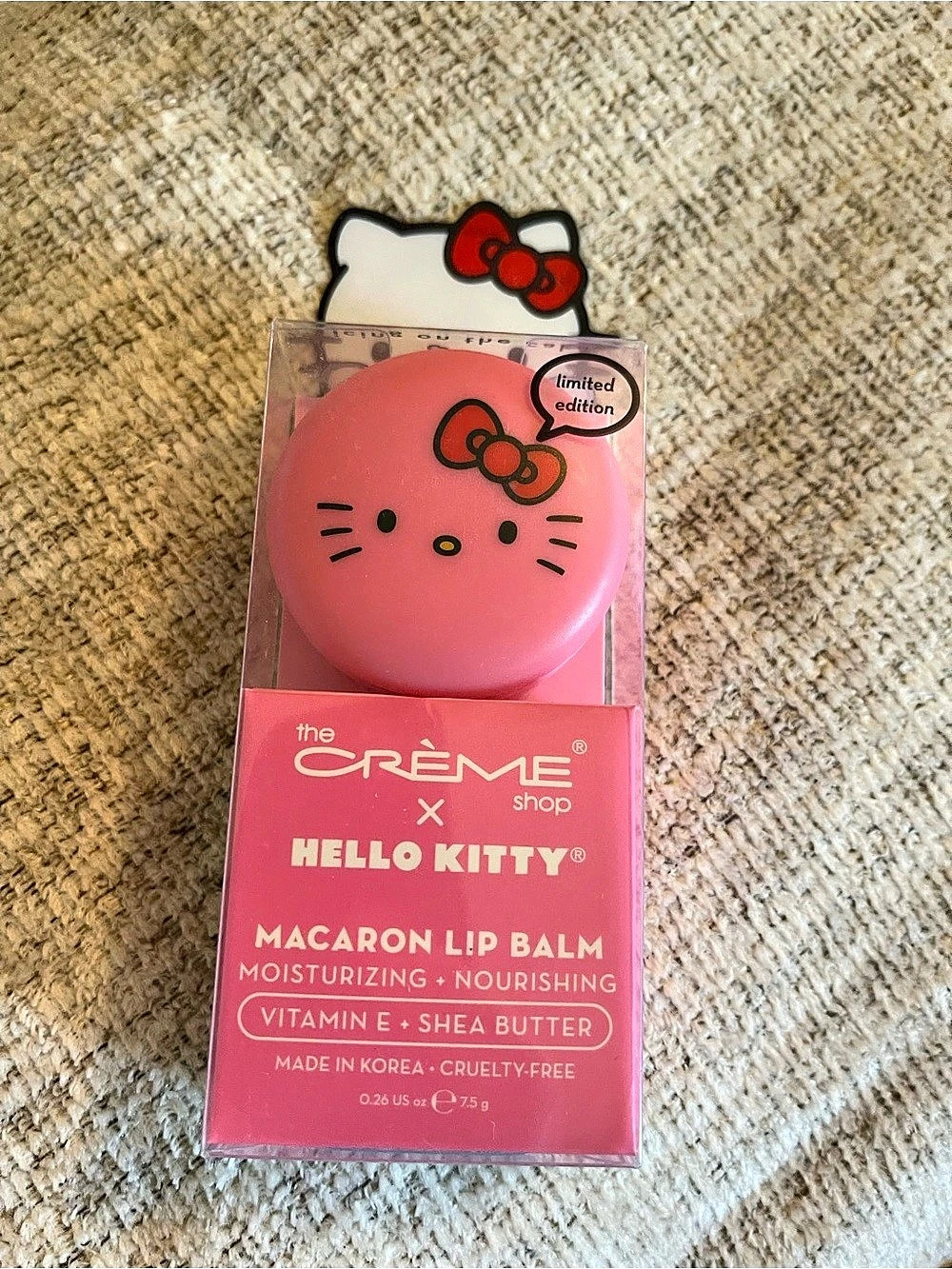 The Crème Shop Hello Kitty Macaron Lip Balm Pink NWT